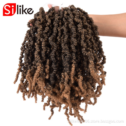 Wholesale 10inch Ombre Pre twisted Spring Braids Fluffy Short Curly Passion Twist Crochet Braiding Synthetic Hair Extensions